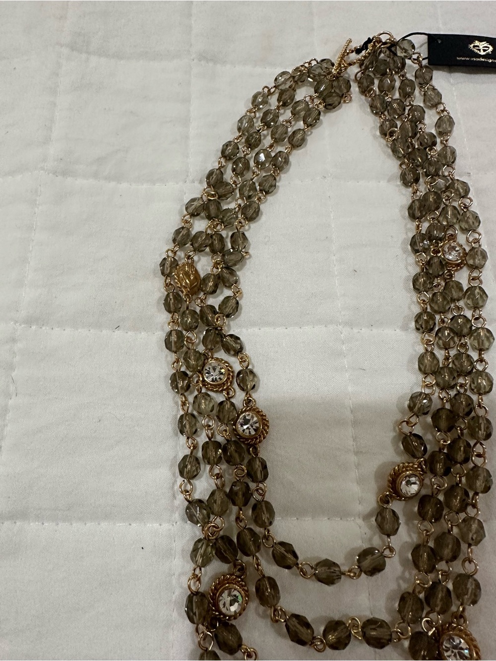 Multi-Strand Crystal Bead Necklace with Gold Accents Virgins Saints & Angels - Picture 3 of 4